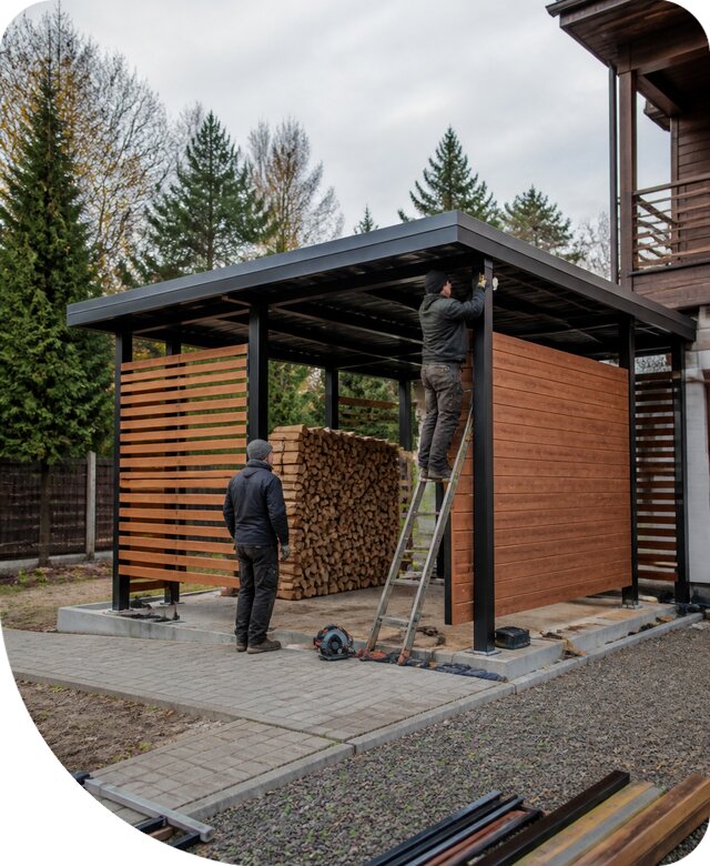 Строительство навеса с дровником в Сыктывкаре под ключ